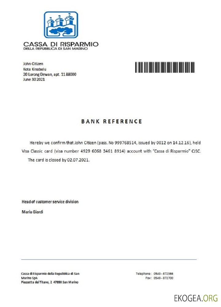 Référence Saint , Marin , Cassa di Risparmio , closure
